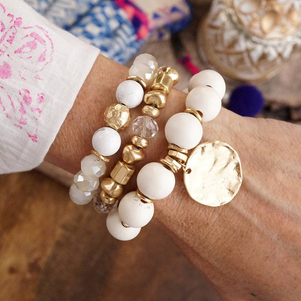 Boho Beaded Coin Bracelet Set