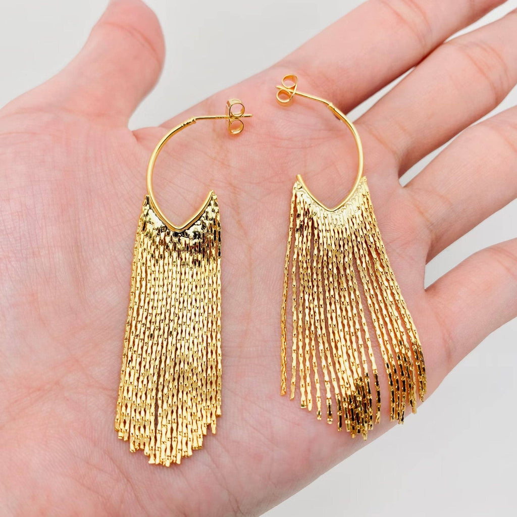 18K Chain Tassel Earrings