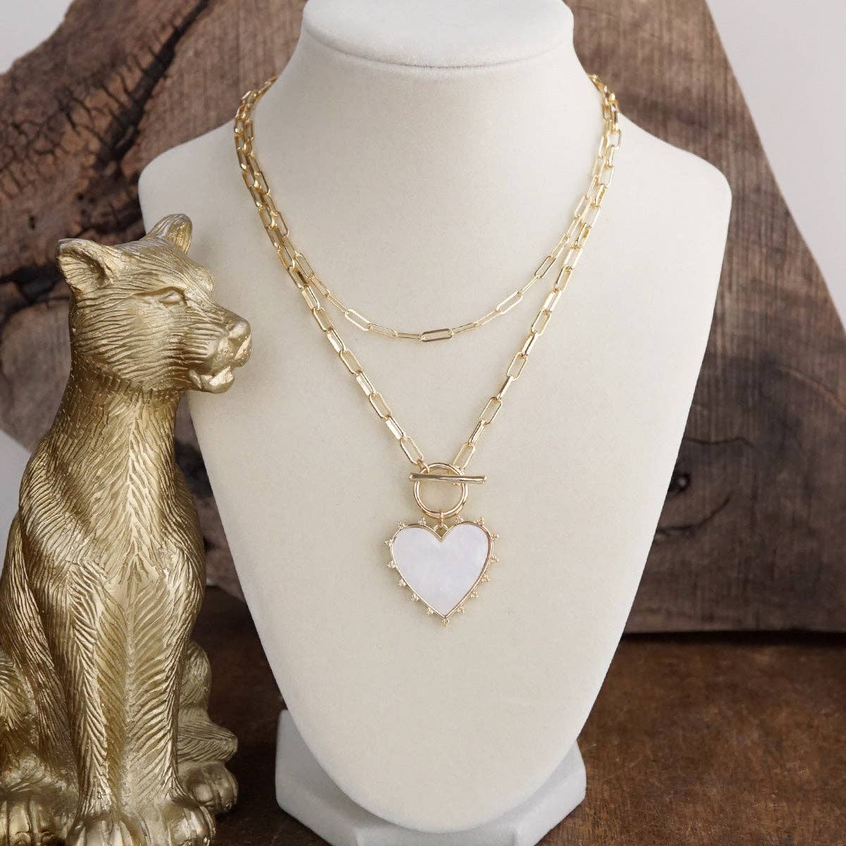 Moonlit Heart Layered Heart Pendant Necklace