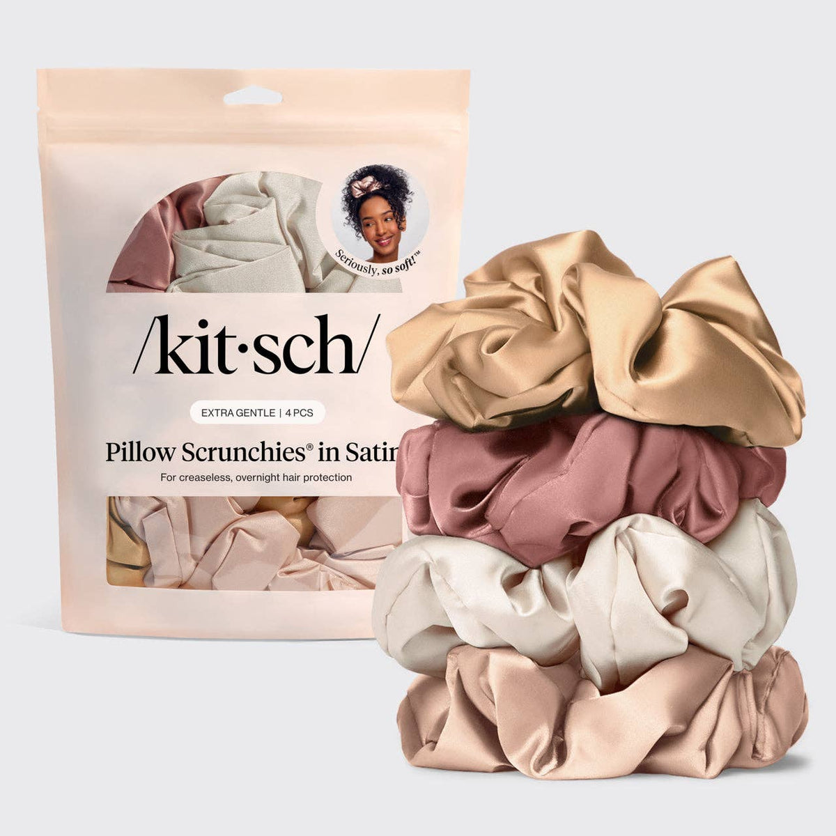 Pillow Scrunchies® in Satin 4pc - Blush