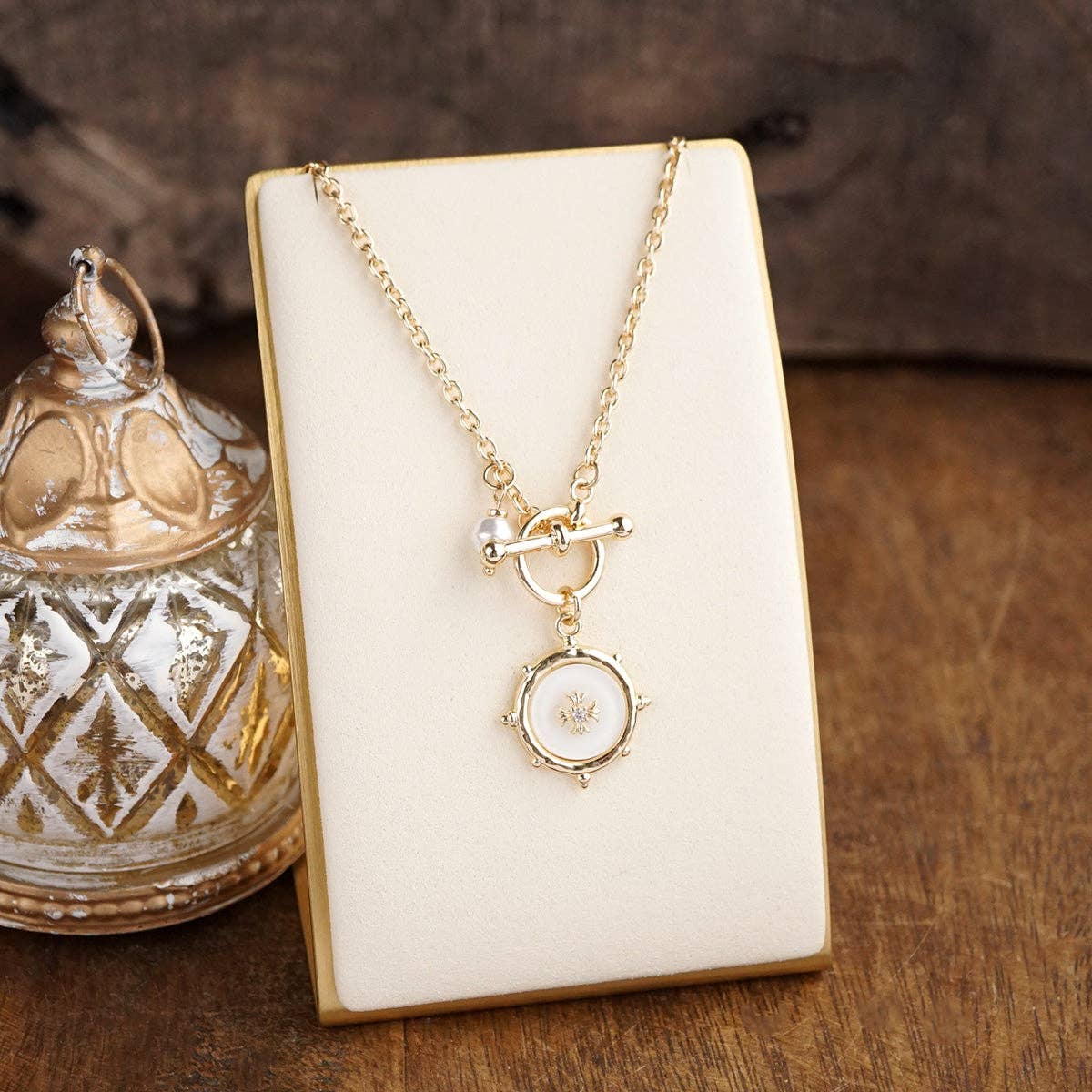 Desert Halo Cross Medallion Toggle Necklace