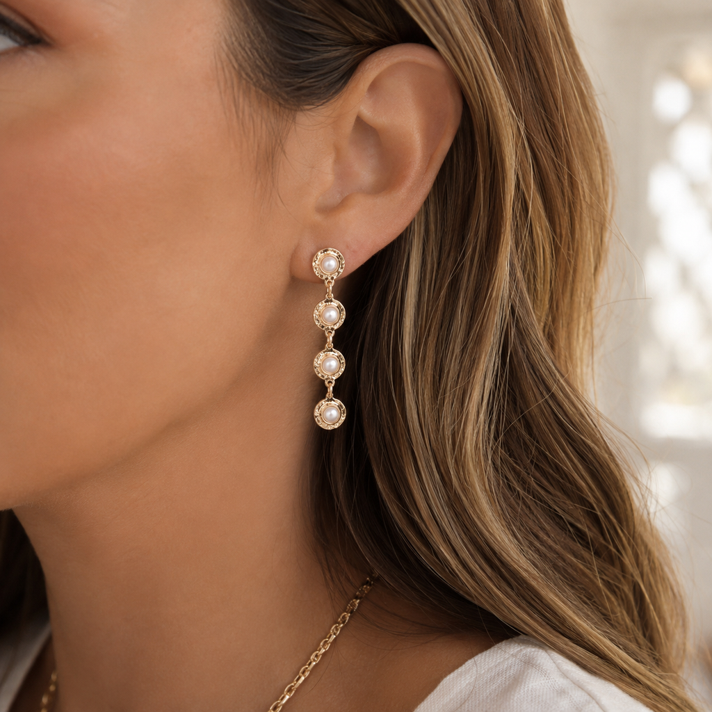 Pearl Gold Drop Earrings