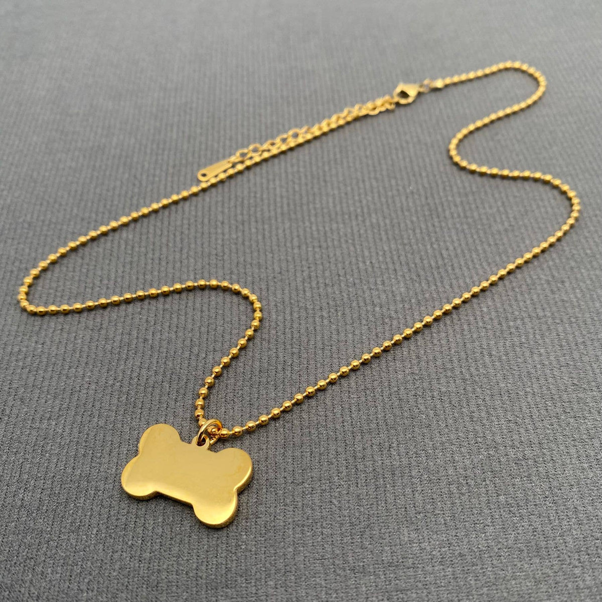 Dog Bone Zircon Inlaid Necklace