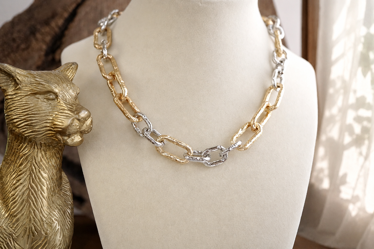 Luxe Link Slim Chain Necklace - Gold Or Two Toned