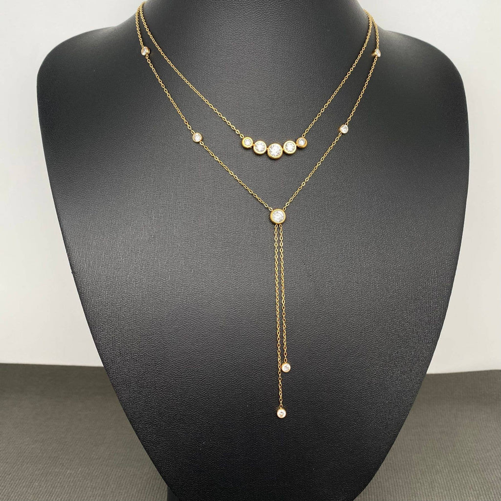Double Chain  Zircon Necklace