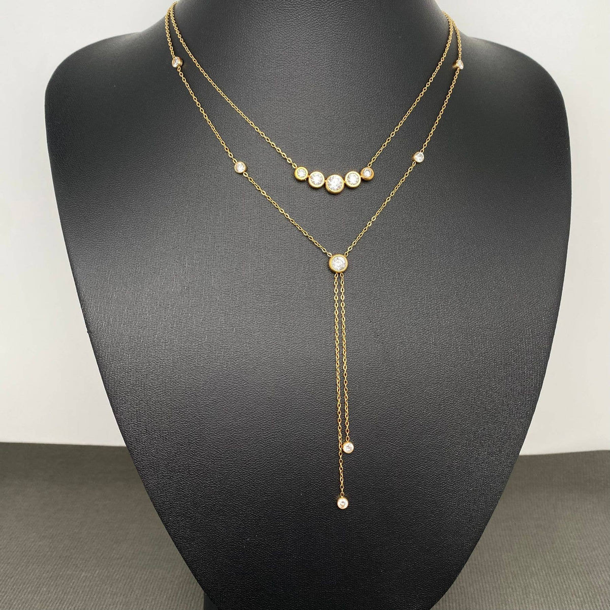 Double Chain  Zircon Necklace