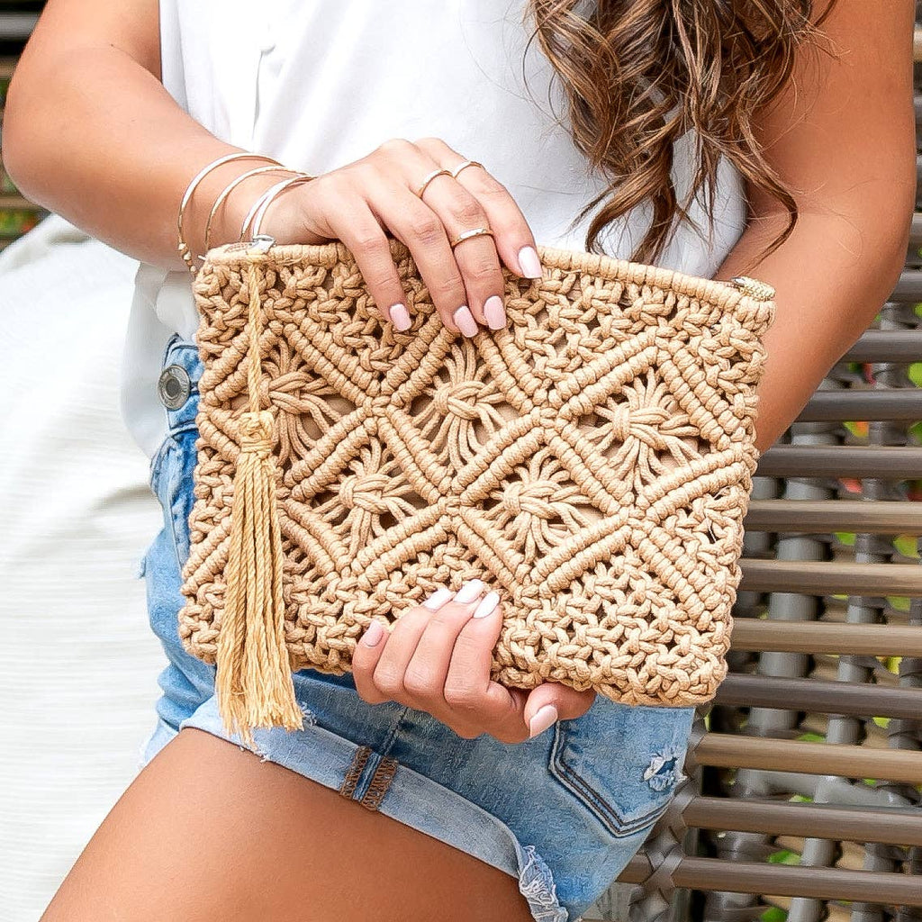 Macrame Tassel Clutch