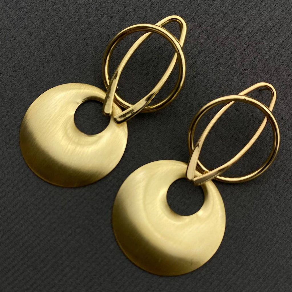Gold Metal Wire Geometric Earrings