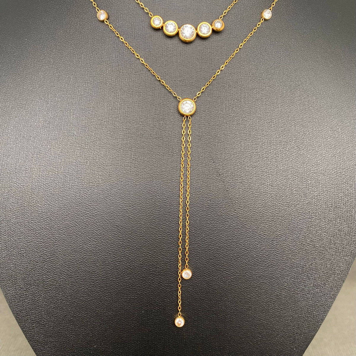 Double Chain  Zircon Necklace