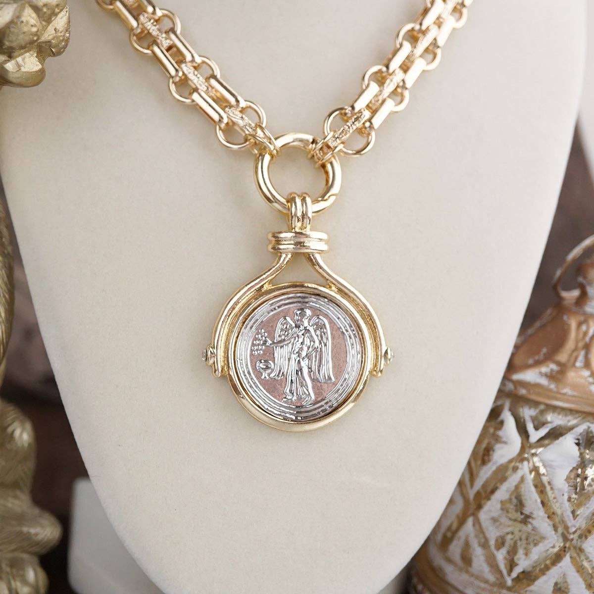 Gilded Keepsake – Interchangeable Coin Pendant Necklace
