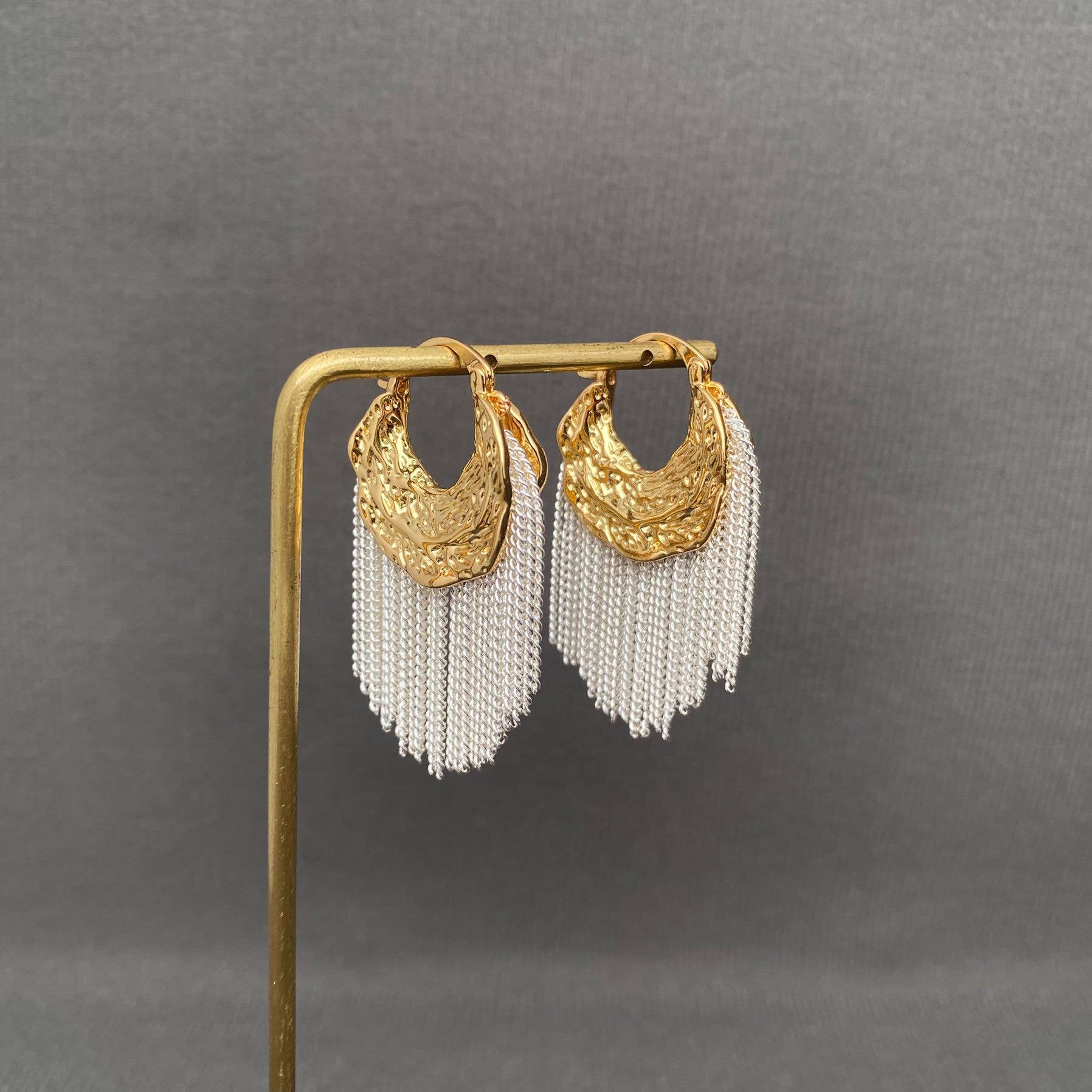 Chain Fringe 18K Gold Hoop Earrings