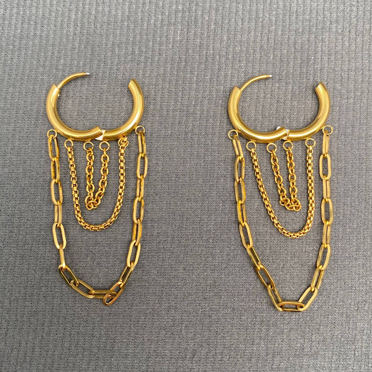 Chain Fringe Huggie Earrings