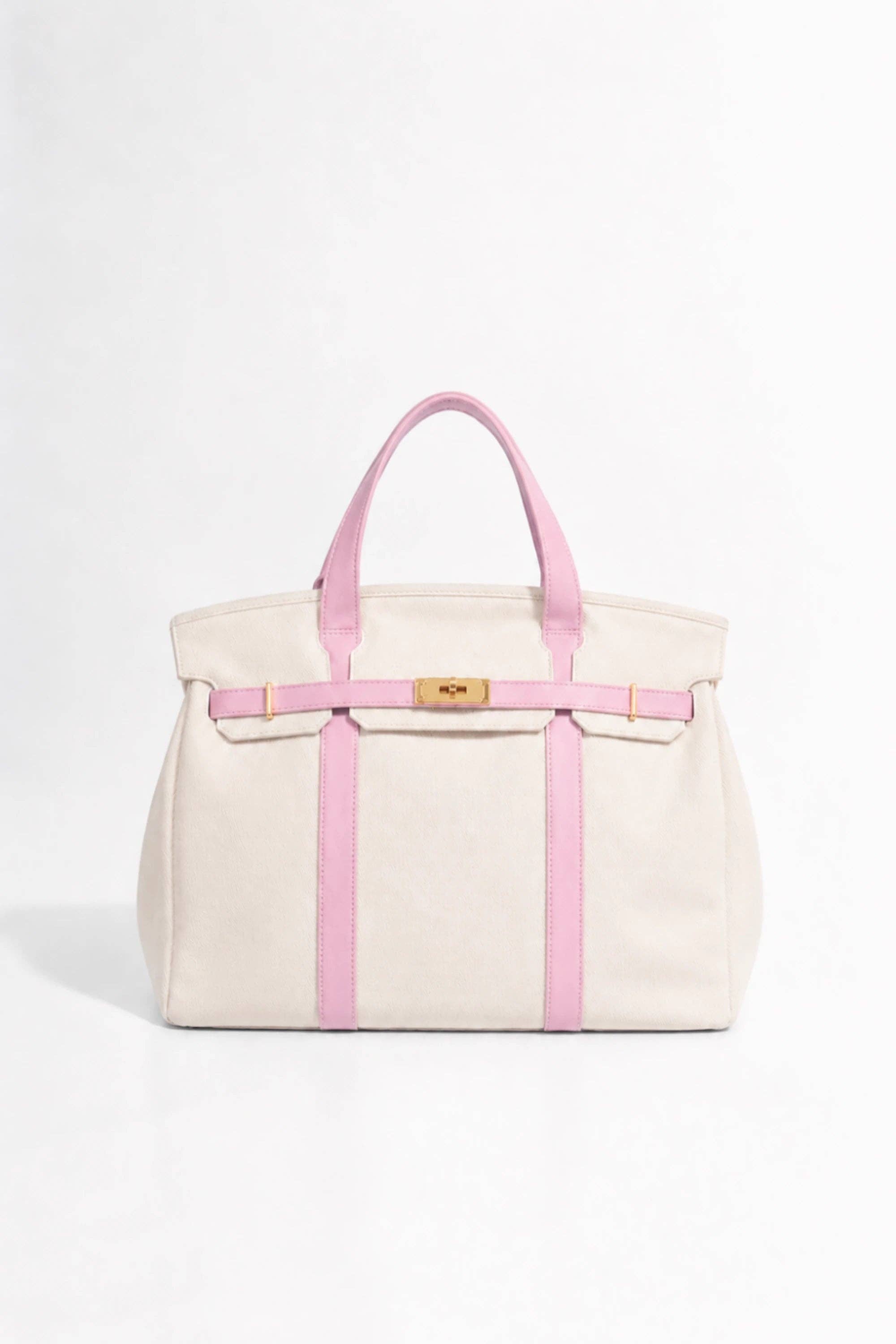 Boatkin Canvas Bag - Light Pink/White