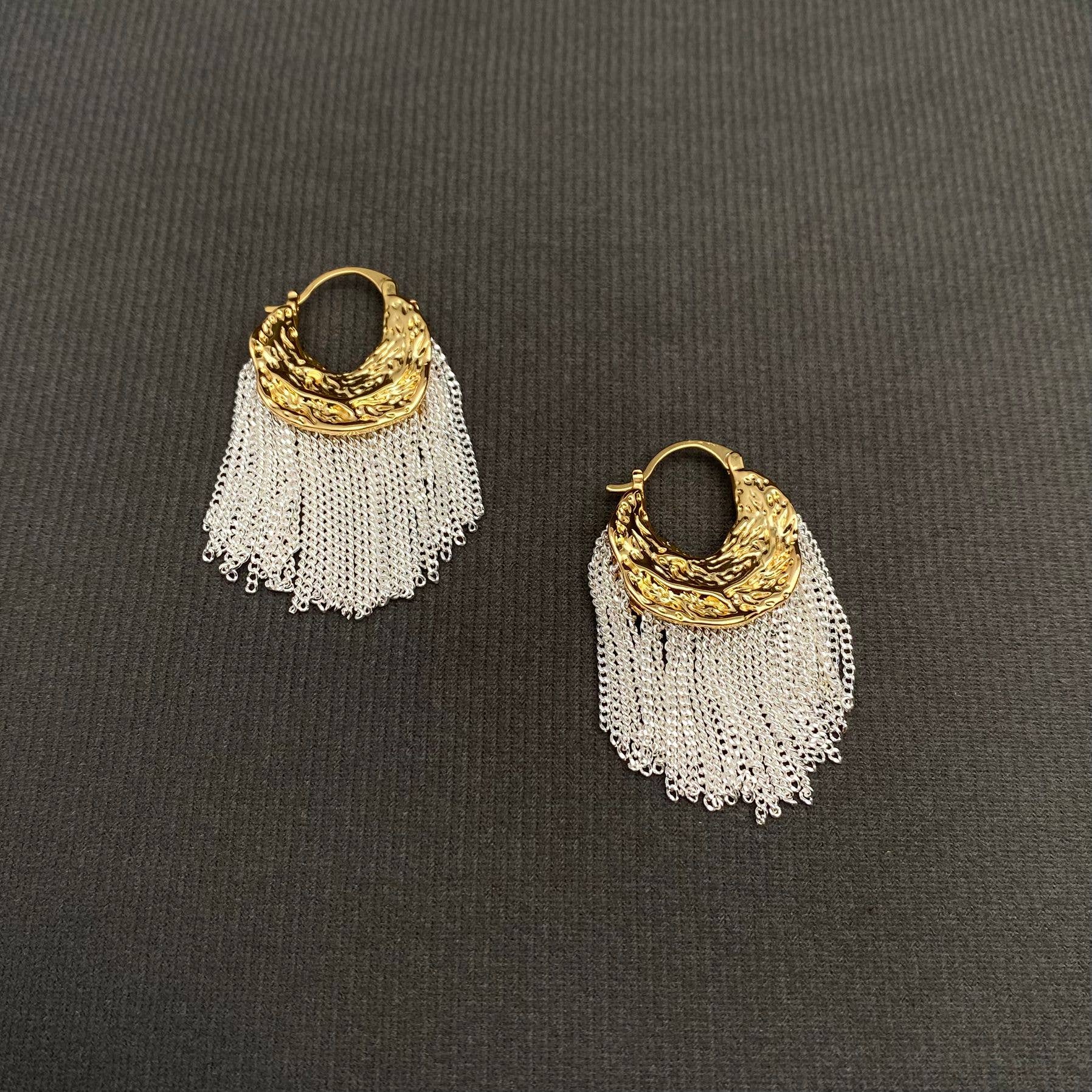 Chain Fringe 18K Gold Hoop Earrings