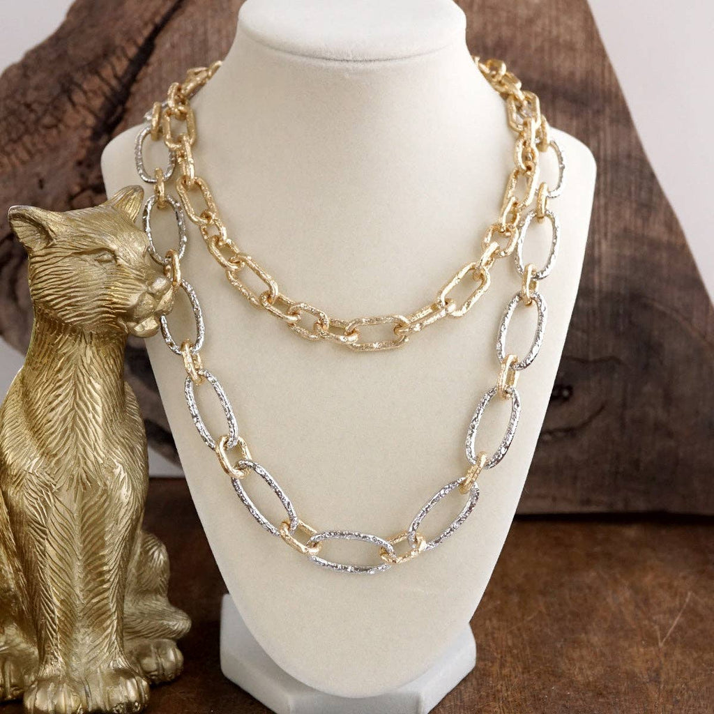Luxe Link Slim Chain Necklace - Gold Or Two Toned