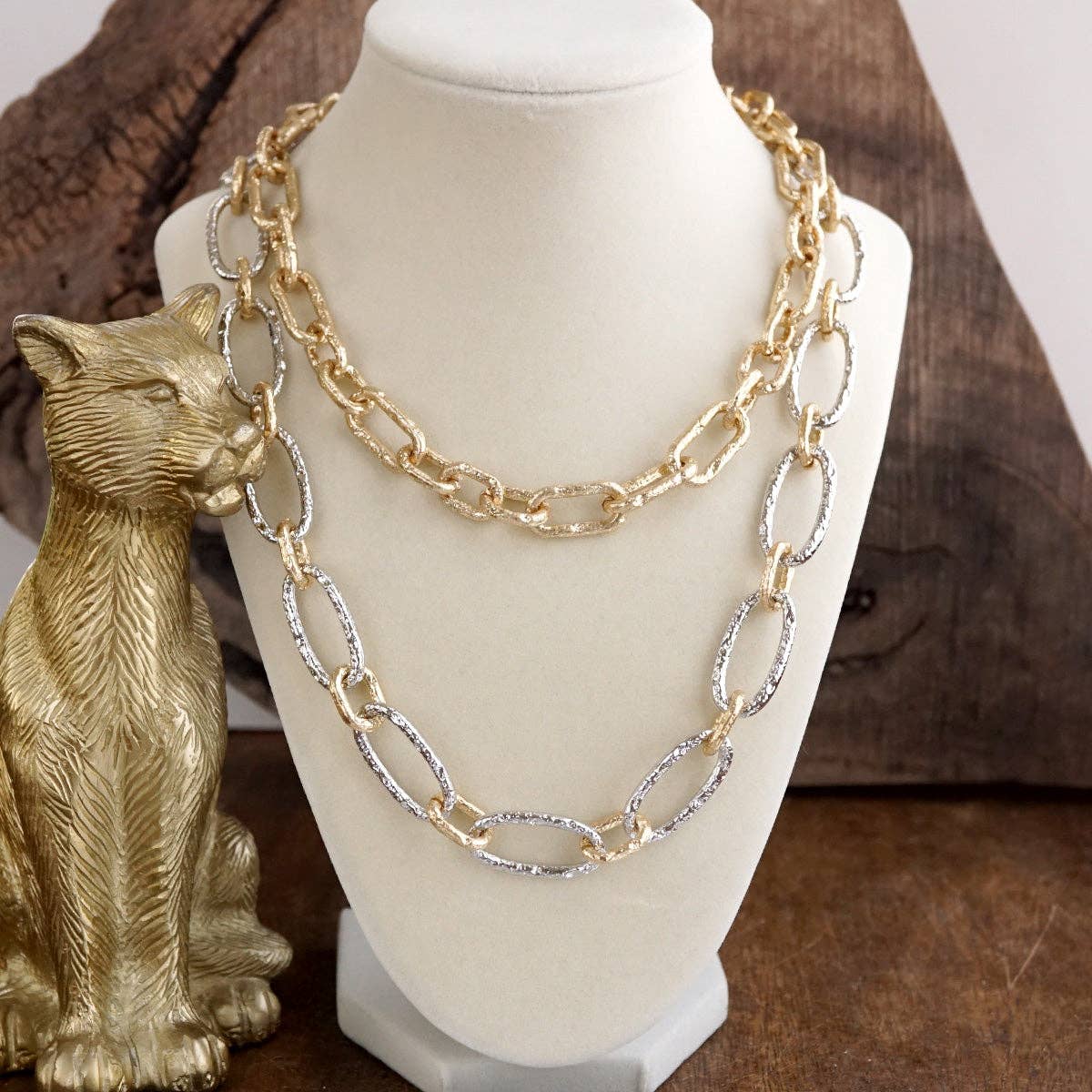 Luxe Link Slim Chain Necklace - Gold Or Two Toned
