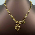 Double Heart Winged Charm Buckle Necklace