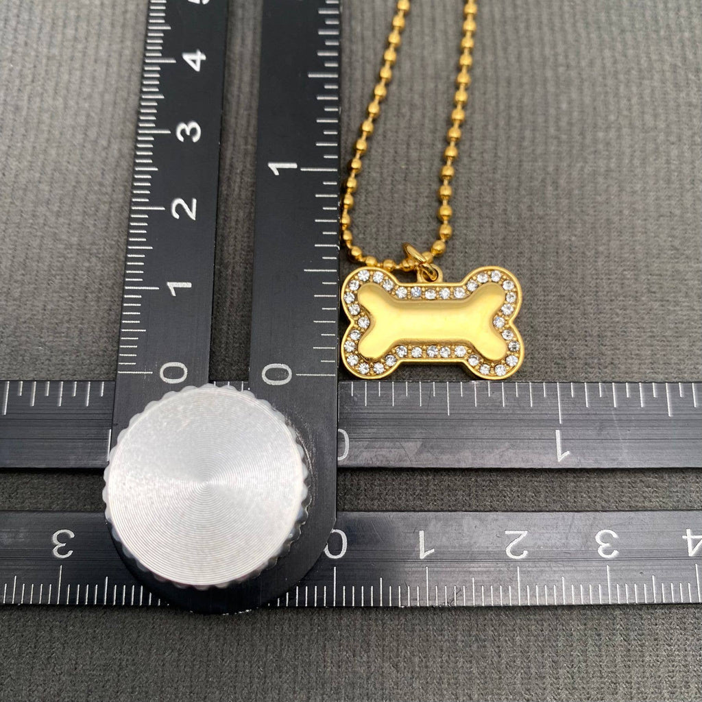 Dog Bone Zircon Inlaid Necklace