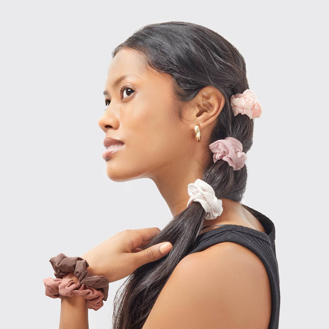Assorted Textured Scrunchies 5pc Set