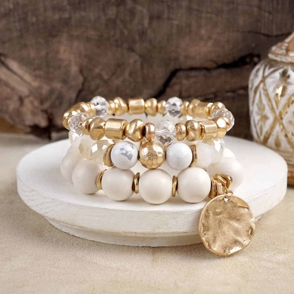 Boho Beaded Coin Bracelet Set
