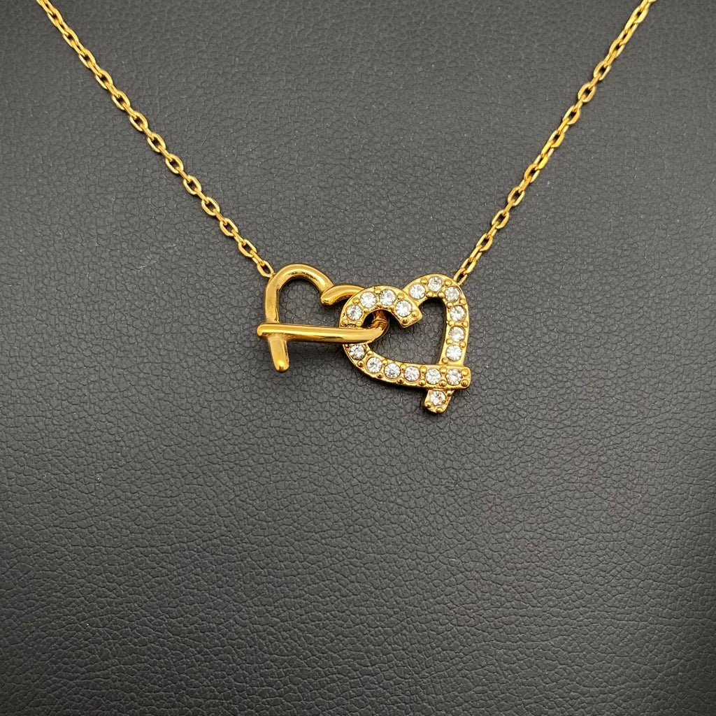 Double Heart Pendant Necklace