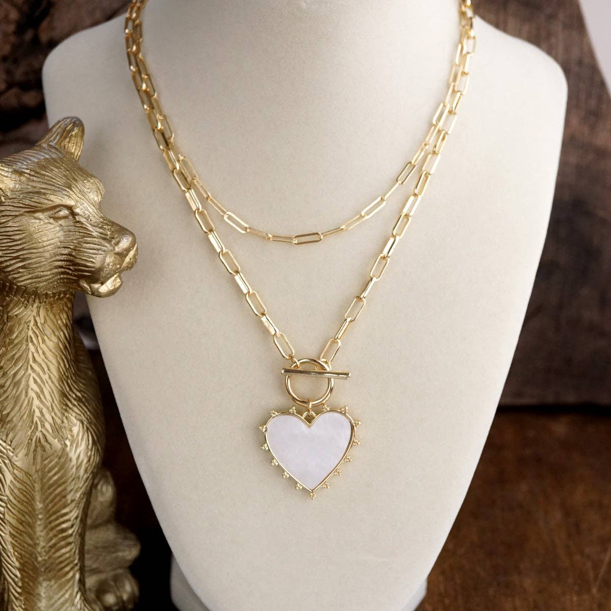 Moonlit Heart Layered Heart Pendant Necklace