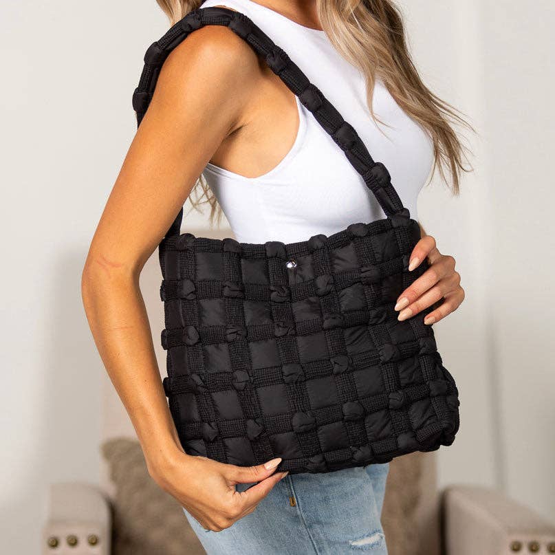 Basket Weave Puffer Tote