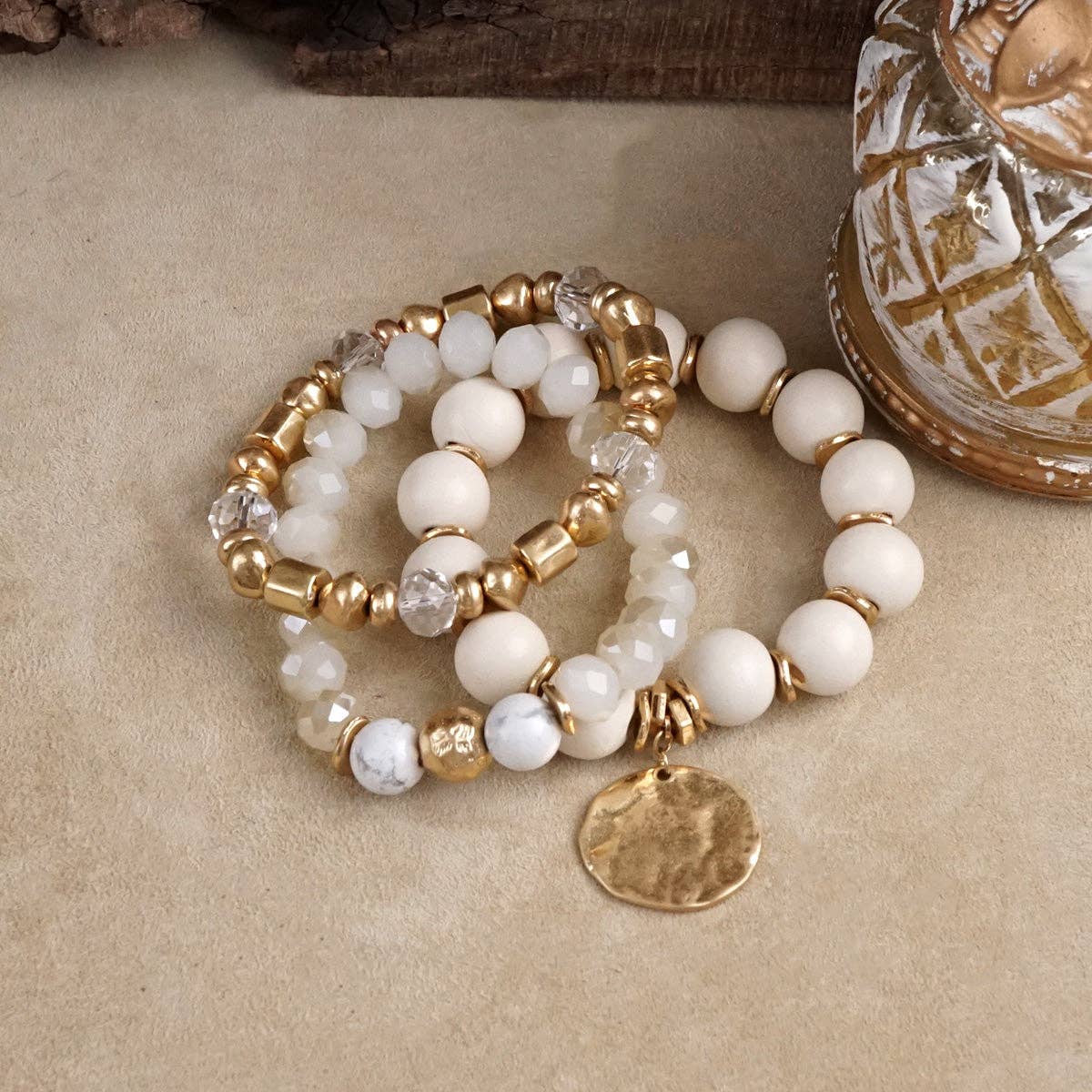 Boho Beaded Coin Bracelet Set