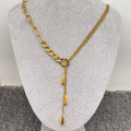 Teardrop Charm Chain Lariat Necklace
