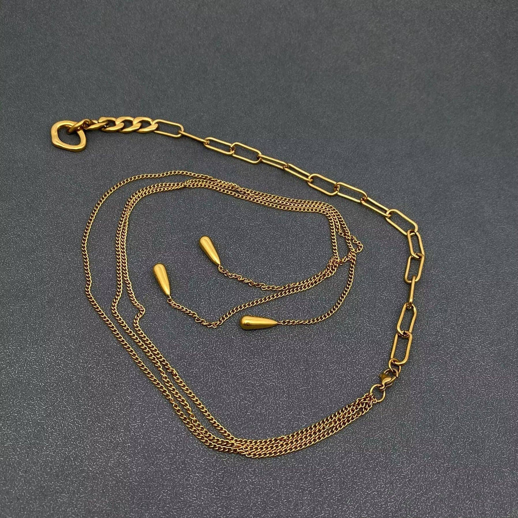 Teardrop Charm Chain Lariat Necklace