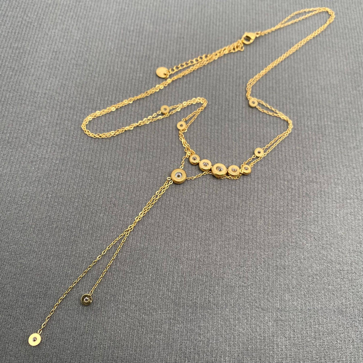 Double Chain  Zircon Necklace