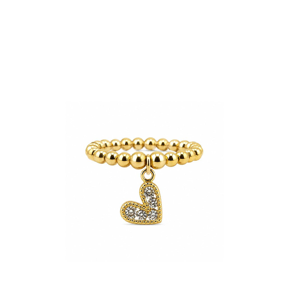 Crystal Pavé Heart Stretch Ring